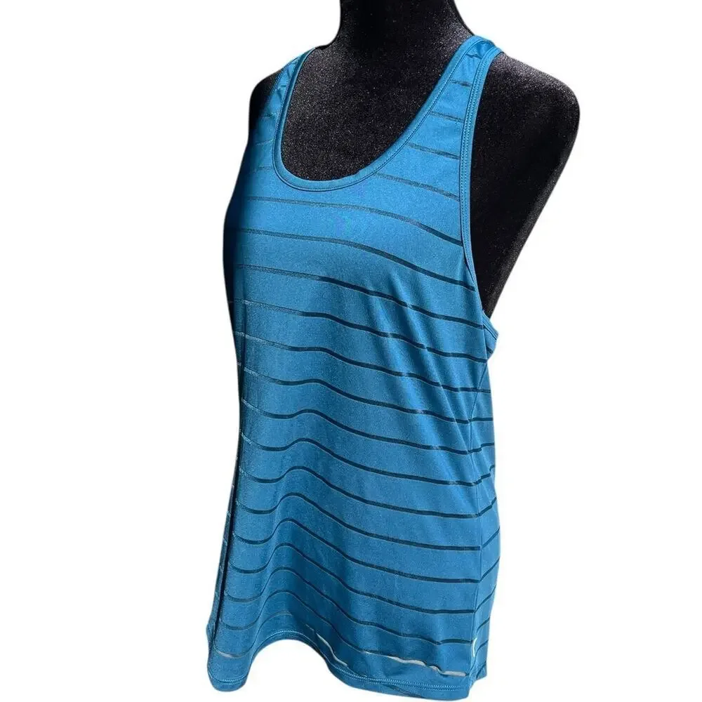Zyia Active racer back, tank top, sheer lines, Blue color, women's size M